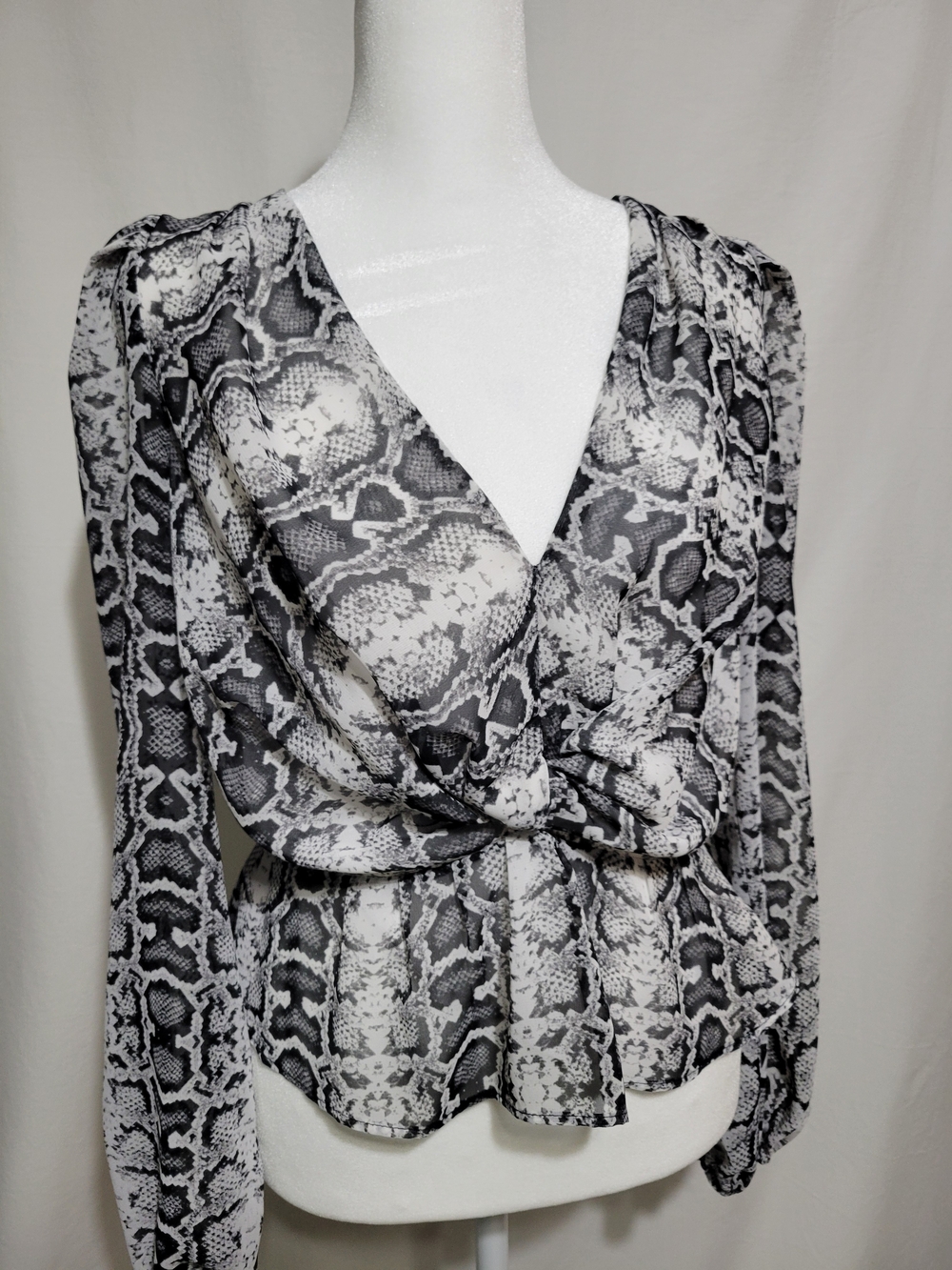 Express Black and White Snake Print Blouse Business Casual